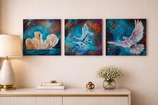 Cosmic Swans Original Canvas Painting