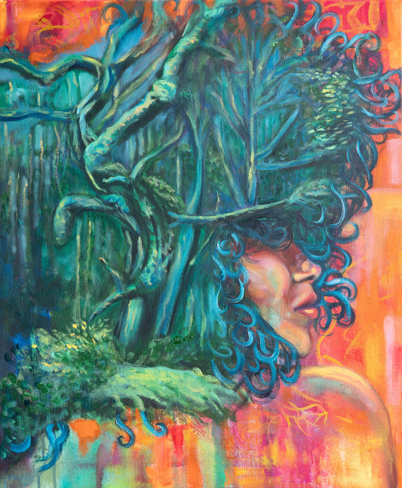 Inner Wilderness – Original Wild Woman Forest Painting | Visionary Nature Art by Popi Iatrou