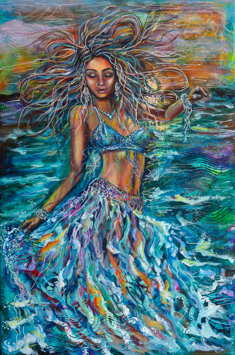Wave Dancer Original Mixed Media and Oil Canvas Painting