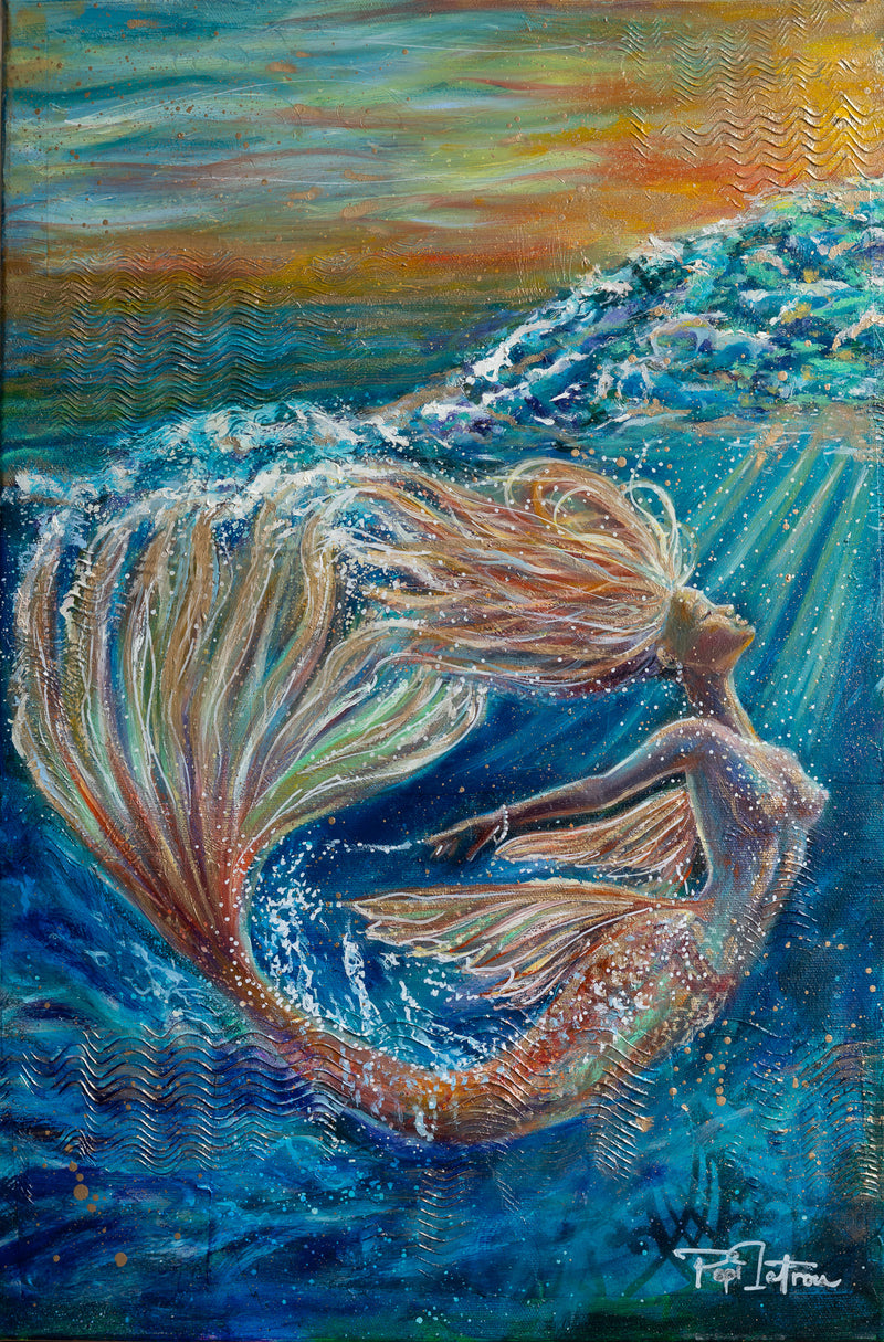 Waves of Bliss Original Mixed Media and Oil Canvas Painting