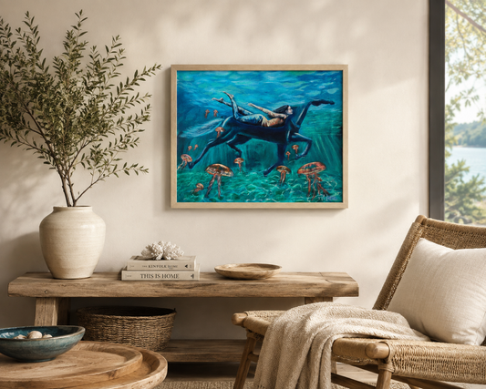 Heart Coherence – Original Horse Ocean Painting | Visionary Equine Art by Popi Iatrou