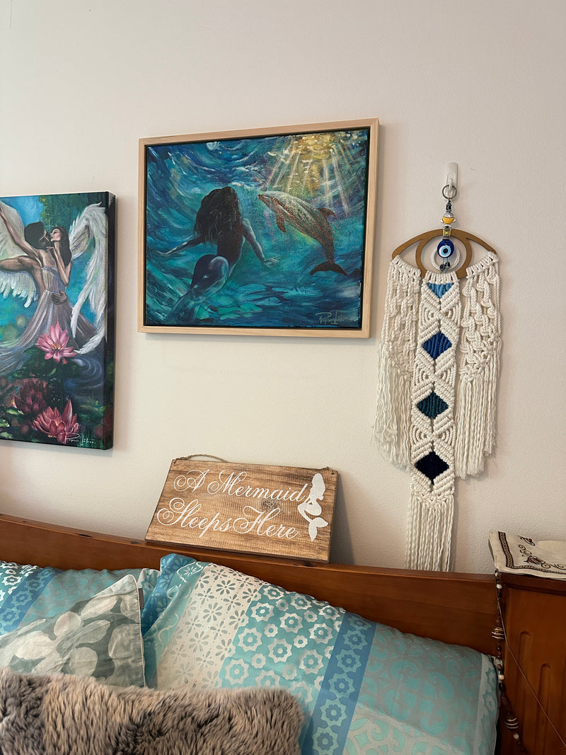 Follow the Light – Original Dolphin & Ocean Painting by Popi Iatrou