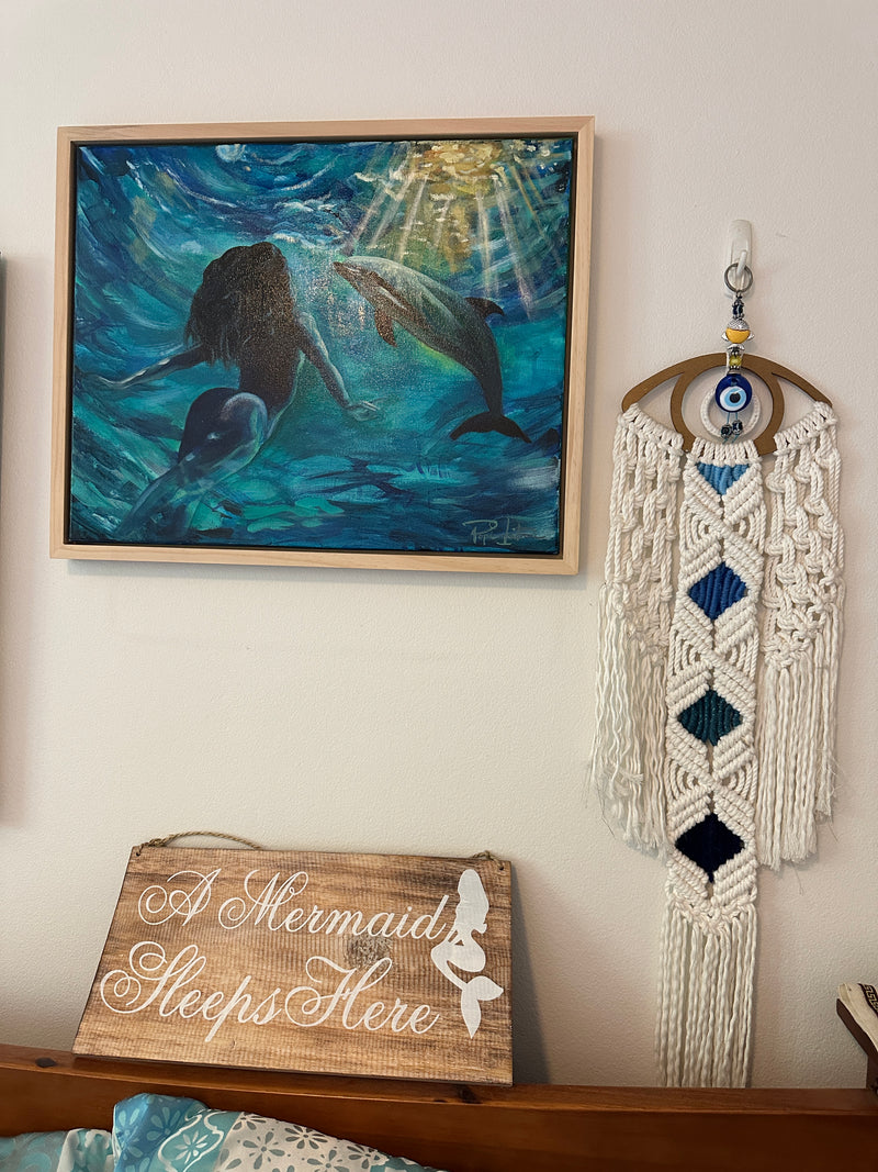 Follow the Light – Original Dolphin & Ocean Painting by Popi Iatrou