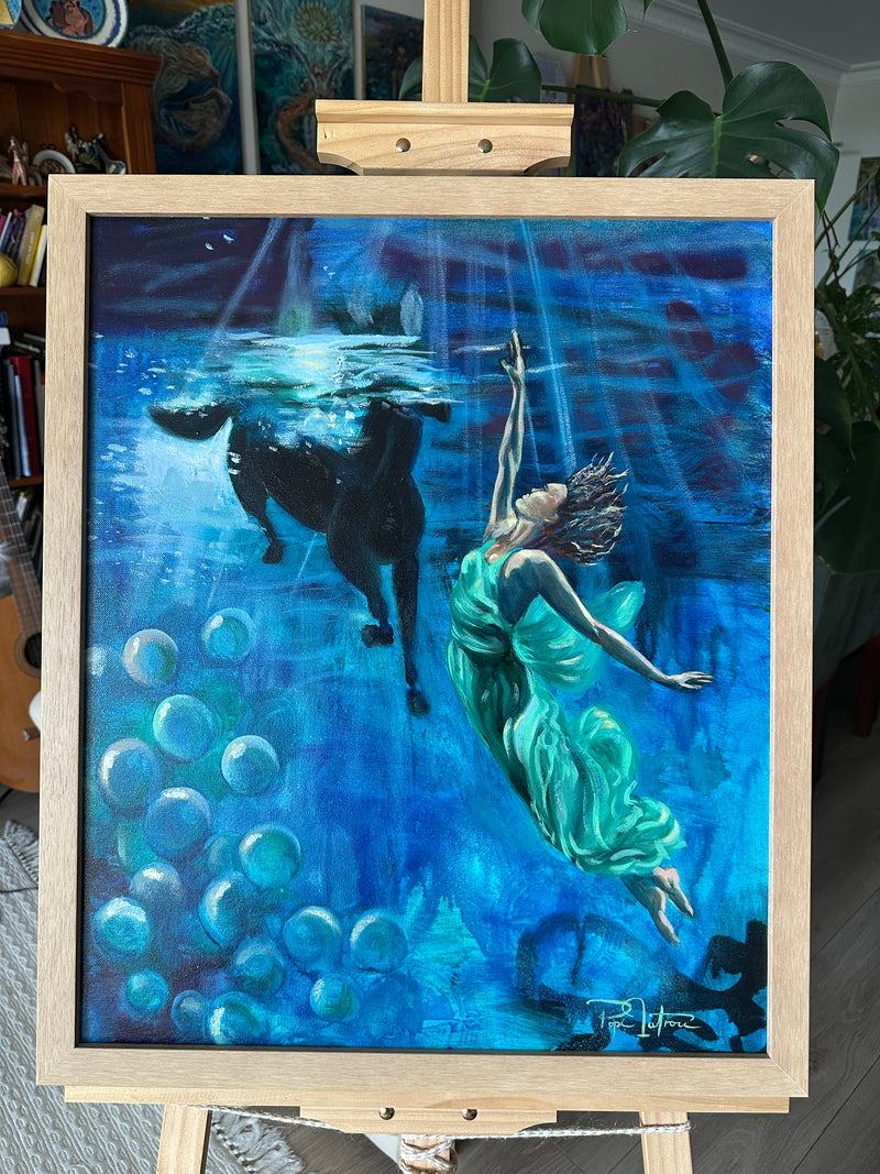 Equine Blue – Original Horse Ocean Painting | Visionary Equine Art by Popi Iatrou