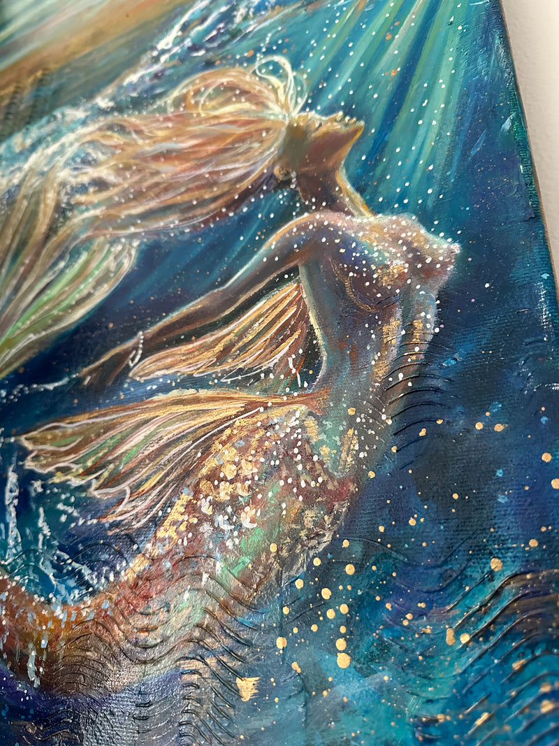 Waves of Bliss – Original Mermaid Ocean Painting by Popi Iatrou