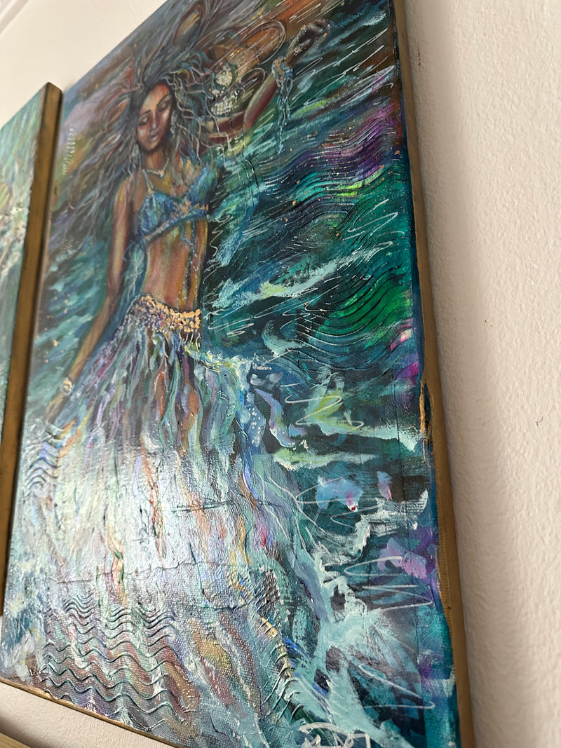 Wave Dancer Original Painting | Ocean-Inspired Feminine Art by Popi Iatrou