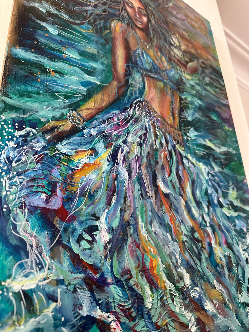 Wave Dancer Original Painting | Ocean-Inspired Feminine Art by Popi Iatrou