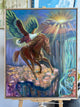 Leap of Faith – Original Eagle and Horse Painting | Visionary Equine Art by Popi Iatrou