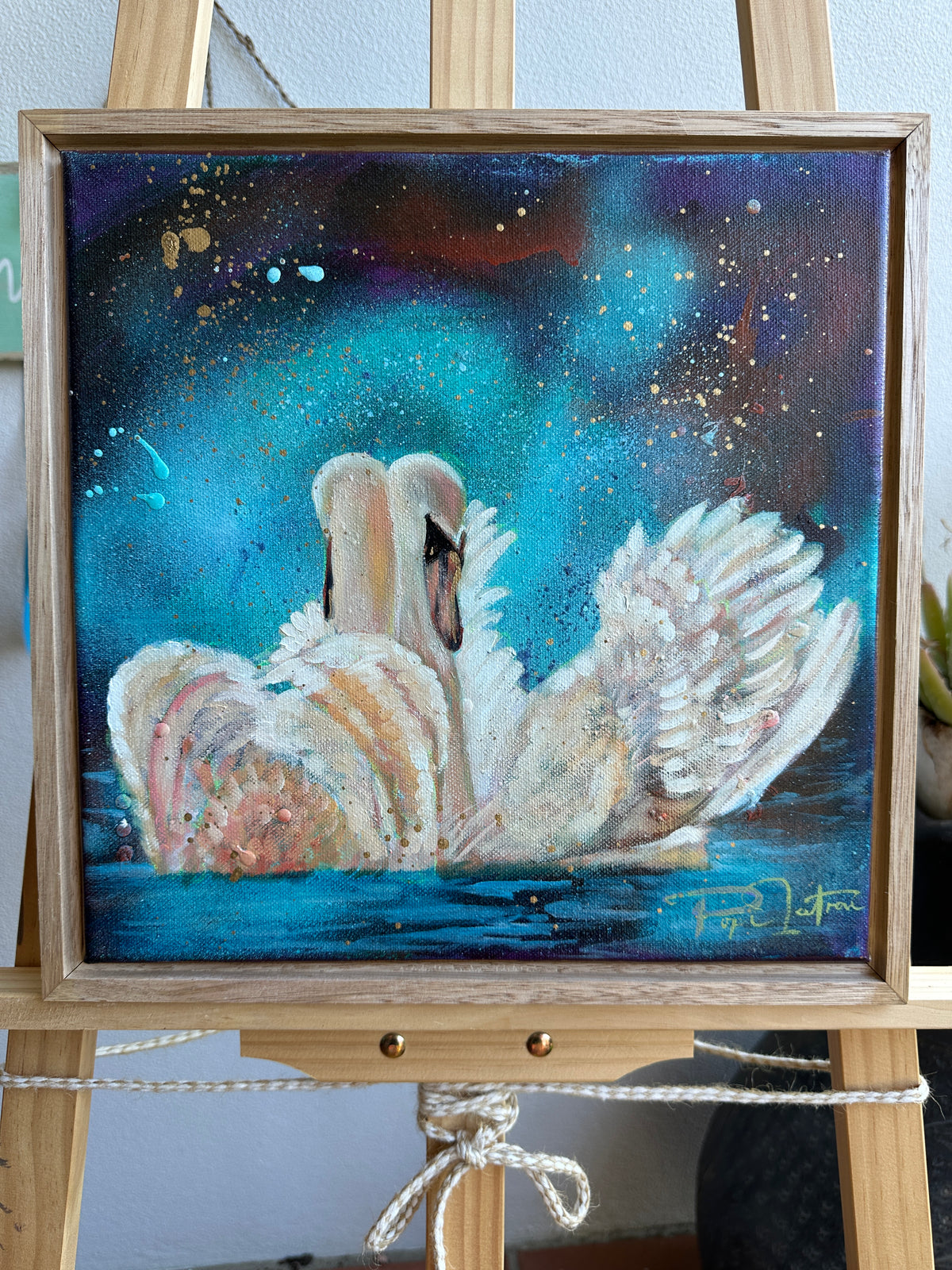 Cosmic Swans Original Canvas Painting
