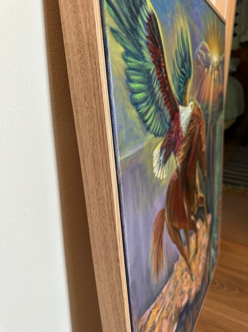 Leap of Faith – Original Eagle and Horse Painting | Visionary Equine Art by Popi Iatrou