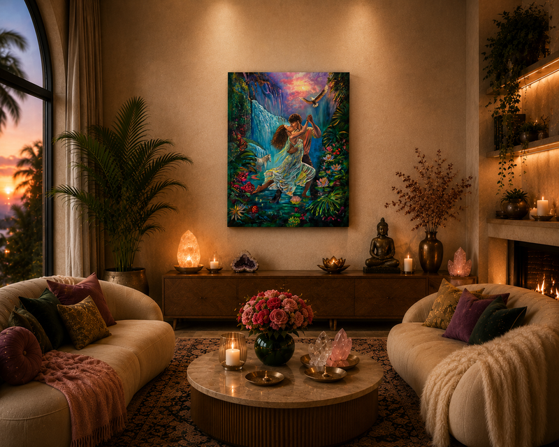 In Every Universe, You – Romantic Soulmate Painting by Popi Iatrou | Original Visionary Art
