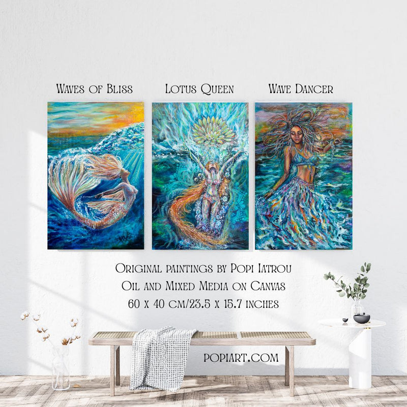 Waves of Bliss Original Mixed Media and Oil Canvas Painting