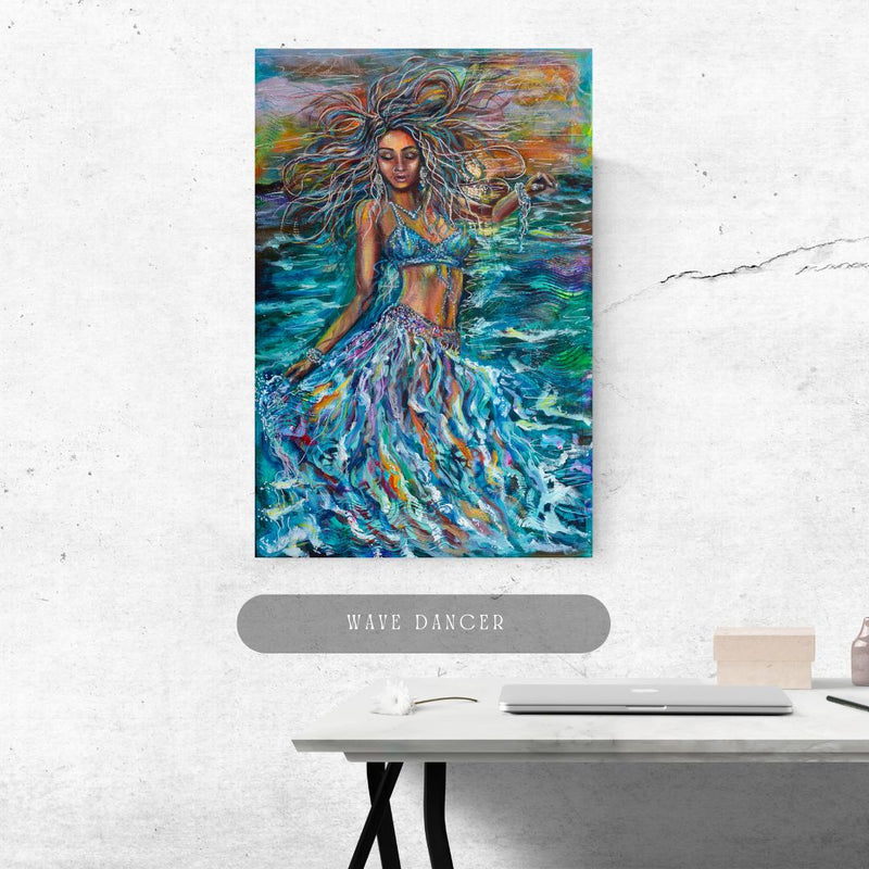Wave Dancer Original Mixed Media and Oil Canvas Painting
