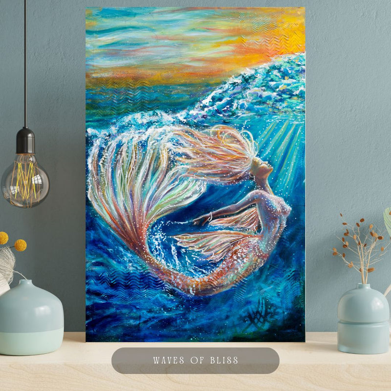 Waves of Bliss Original Mixed Media and Oil Canvas Painting