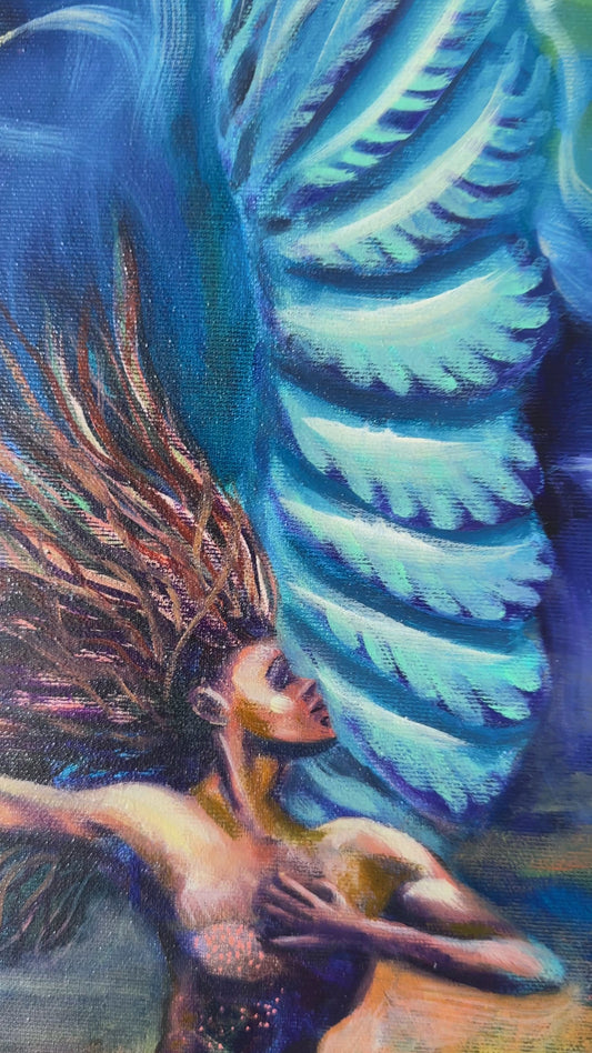 First Light – Original Angel Wing Painting | Romantic Visionary Art by Popi Iatrou