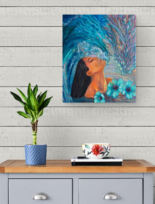 Hibiscus Blue Original Canvas Painting